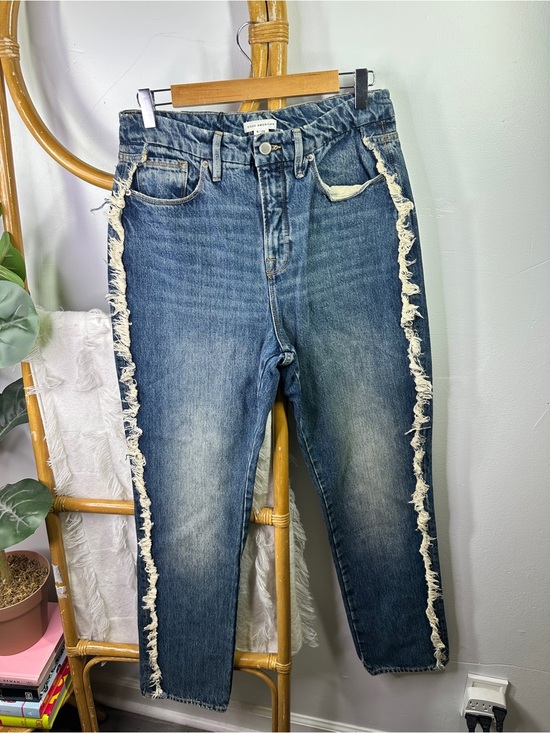 Good American Denim - NWT Good American Good Boy Side Frayed Straight Leg Pants sz 8